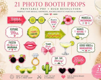 Margs & Matrimony Photo Booth Props | Printable Bachelorette Party Props | Fiesta Bridal Shower Decorations | Instant Download