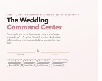 Wedding Planner Printable | Budget, Timeline, Guest List, Seating Chart (US Letter, A4)