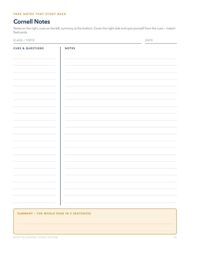 Printable Study System | ADHD Focus Sprints, Assignment Tracker (US Letter A4) image 3