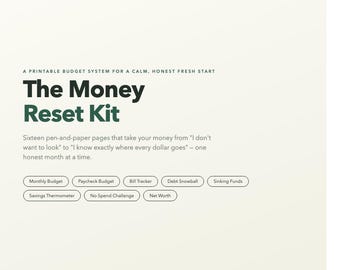 Money Reset Kit | Budget Planner, Debt Snowball, Savings Tracker (Digital Download)