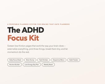 ADHD Focus Kit Planner | Daily Focus, Brain Dump, Habit Tracker (Digital Download)