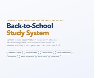 Printable Study System | ADHD Focus Sprints, Assignment Tracker (US Letter A4)