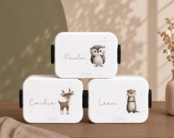 Fiambrera personalizada con nombre | Fiambrera infantil Mepal con animales del bosque | Caja bento para jardín de infancia o colegio | Regalo para el inicio del colegio o guardería | Caja para merienda