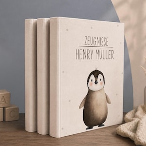 Personalisierte Zeugnismappe Leinen mit Name | Zeugnisordner A4 Ringbuch Tiermotiv | Geschenk zur Einschulung Schulkind 2026 Junge Mädchen