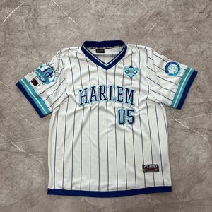 Vintage Fubu Harlem 05 rap jearsey tshirt white with stripes