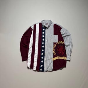 Camicia Tommy Hilfiger Patchwork Archive Collection con bandiera ricamata, rara