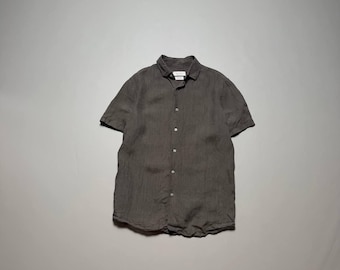 Shirt Massimo Dutti Linen 100% Short Sleeve Button Up OldMoney High Premium Quality