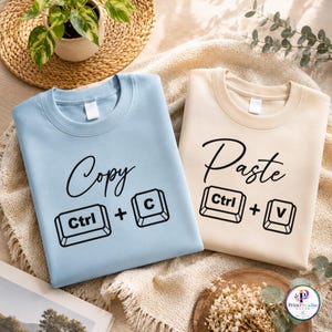 Funny cursive Copy Paste Couple Shirts | Ctrl C Ctrl V Matching T-Shirts | Cute Geek Couple Gift | Programmer Couple Tee |Valentine Gift