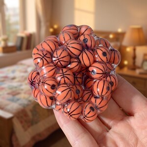 Balle anti-stress en forme de ficelle de basket-ball, jouet anti-stress extensible en caoutchouc, idée cadeau amusante pour un anniversaire ou Noël