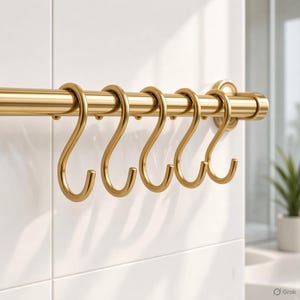 Solid Brass S Hooks, Heavy Duty Hanging Organizer, Kitchen Pot Rack, Bathroom Storage