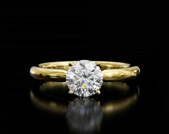 1.3 Carat Round Diamond Cathedral Solitaire Engagement Ring