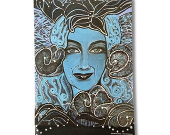 Blue Lady Art Card | Norwegian Fine Greeting Card, A5 Matte Paper