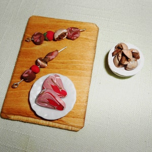 Steak Shish Kabobs with Mushrooms Prep Board