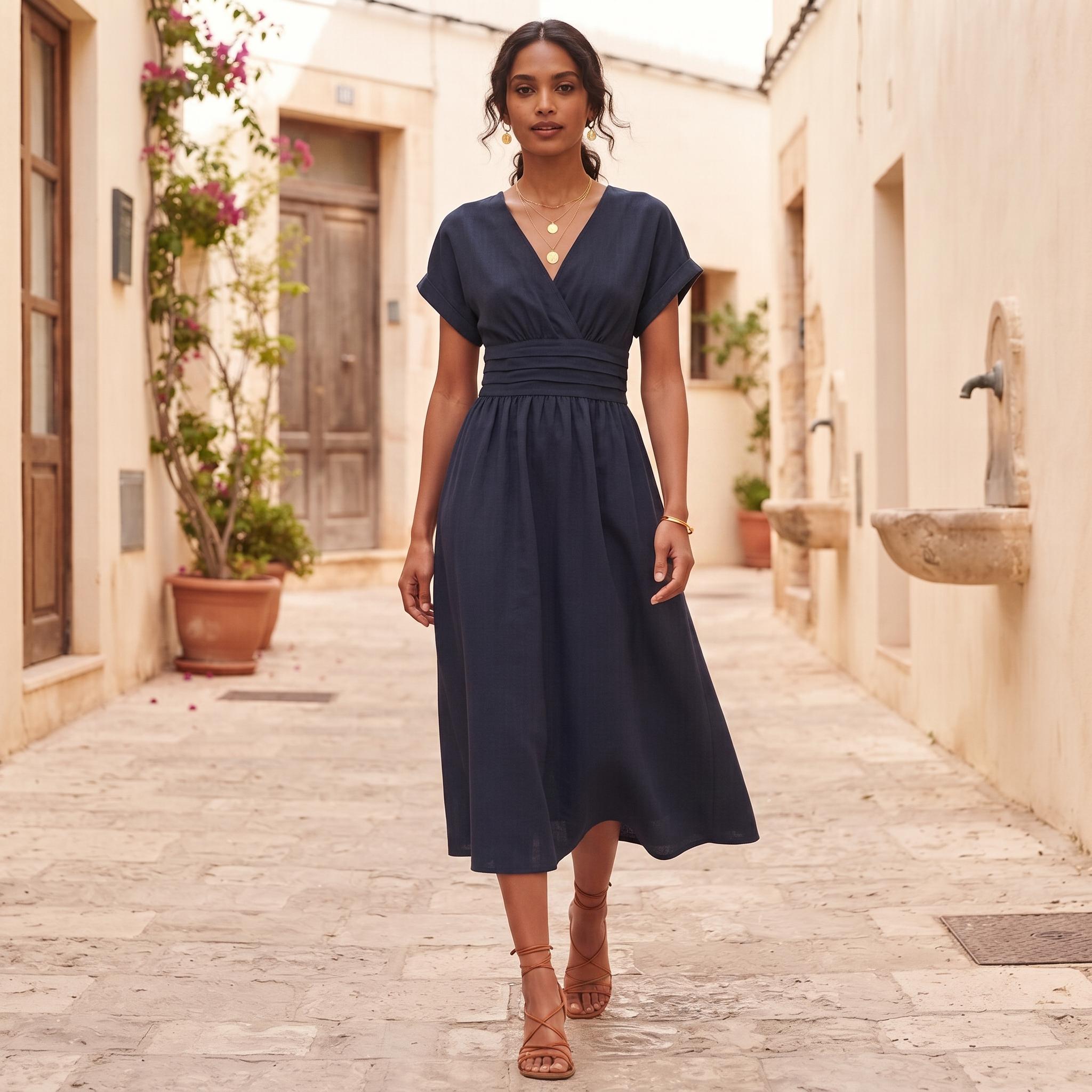Empire Waist Midi Cocktail Dress
