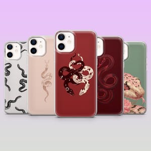 Ormtelefonskal med reptiler och vilda djur för iPhone 17Pro, 16, 15, 14, 13, 12, Samsung S26, S25, S24, S23Fe, A16, A56, Pixel 11, 10, 9Pro