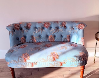 Victorian Settee Loveseat | Modern Chesterfield Sofa | Upholstered Dining Banquette