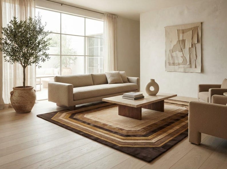 Rug Design Guide Hand-tufted Wool Abstract Area Rug, Modern Geometric Border Design ...