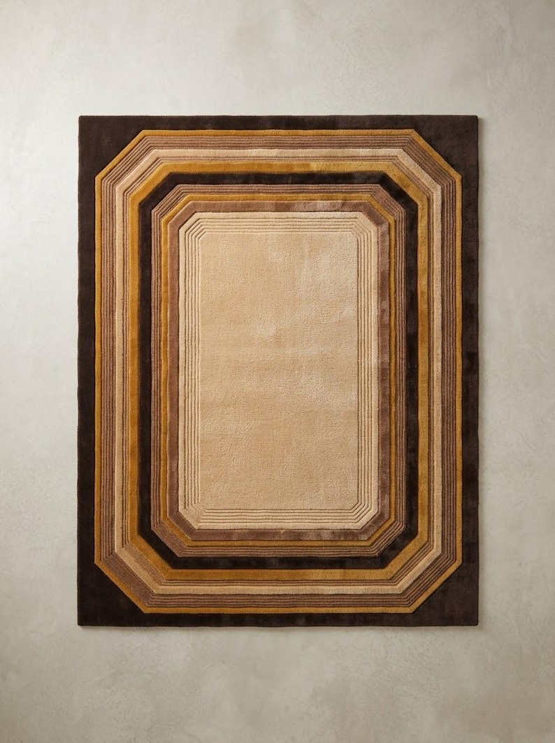 Rug Design Guide Hand-tufted Wool Abstract Area Rug, Modern Geometric Border Design ...