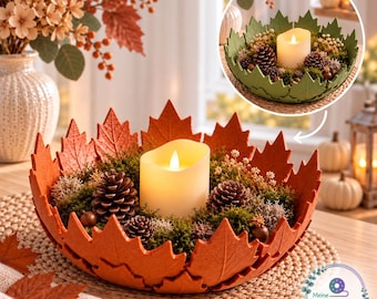 Herbstschale mit Blättern | Herbstdeko Tisch | 3D Druck Schale | Tischdeko Herbst | Deko Schale | Naturdeko | Geschenkidee