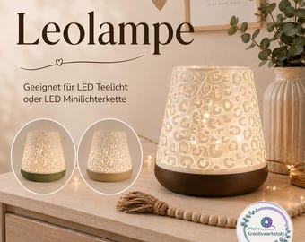 Windlicht Lithophane | LED Tischlampe im Leo Design | Dekolampe | Stimmungslicht | 3D Druck | Geschenk für Deko Liebhaber