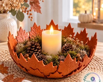 Herbstschale mit Blättern | Herbstdeko Tisch | 3D Druck Schale | Tischdeko Herbst | Deko Schale | Naturdeko | Geschenkidee