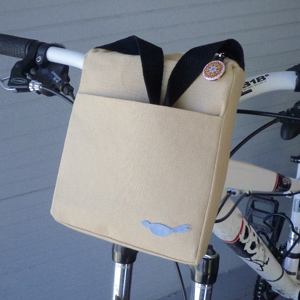 Handlebar bike bag, tan bicycle bags, bike accessories, khaki handlebar bag, bag for handlebars, saddle bag