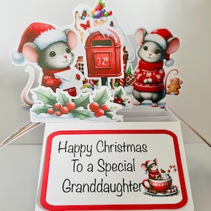 Adorable Mouse Personalised pop up Christmas card