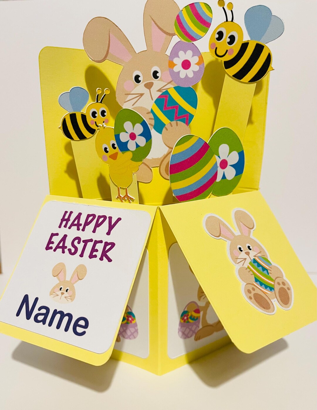 Easter Bunny Personalised Pop up Easter Card - Etsy