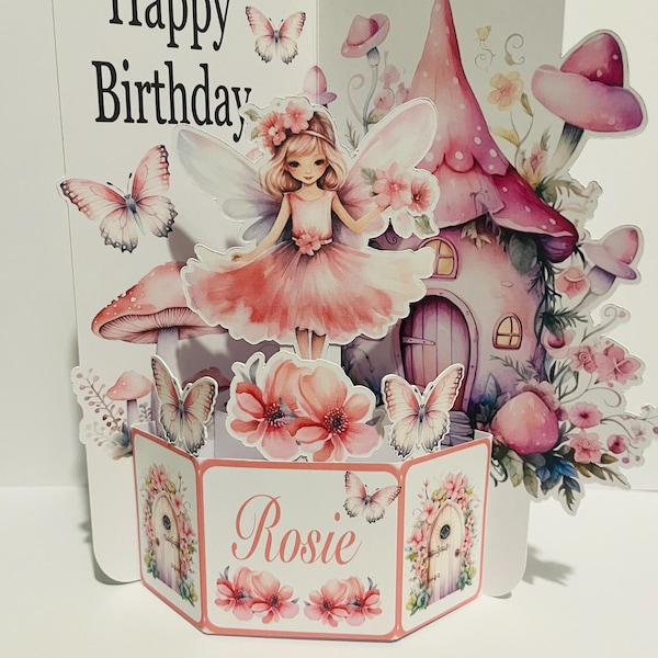 Fairy personalised pop up Birthday card
