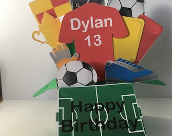Football personalised pop up birthday card ,