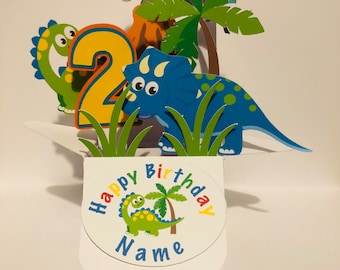 Dinosaur personalised pop up birthday card