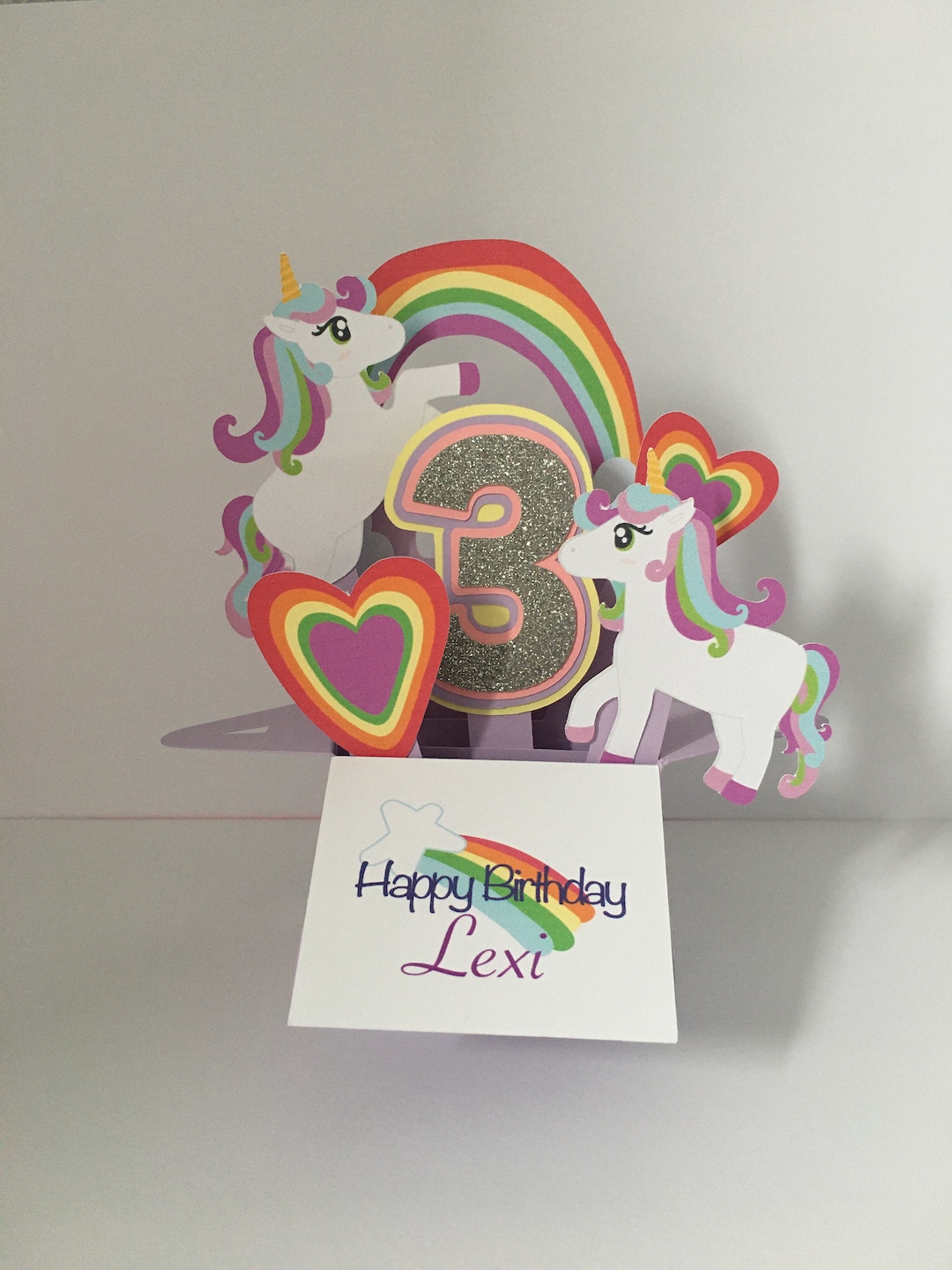 Pretty Unicorn Personalised Pop up Card - Etsy UK