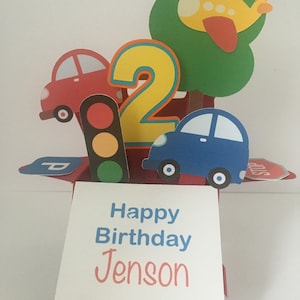 Cars pop up personalised birthday card