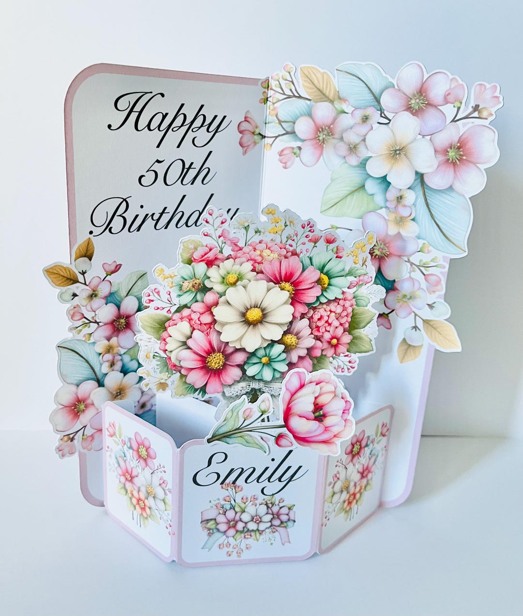 Floral Personalised Pop up Birthday Card, Get Well Soon, Thank You Card ...