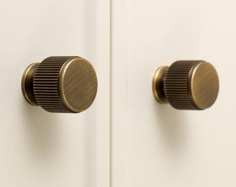 Industrial Kitchen Drawer Knobs, Linear Solid Brass Knobs, Rustic Gold Cabinet Knobs, Aged Brass Cabinet Knobs, Cabinet Hardware
