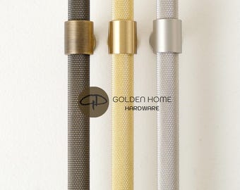 Brushed Nickel Cabinet Pulls, Knurled Architectural Drawer Handles, Modern Kitchen Hardware