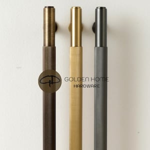 Gunmetal Linear Bar Handles: Smoke Gray Finished Brass Hardware for Kitchen, Wardrobe, Built-in, Custom Cabinets
