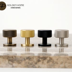 Antique Brass Knurled Cabinet Knobs, Solid Brass Drawer Knobs, Kitchen Drawer Knobs, Modern Industrial Cabinet Hardware