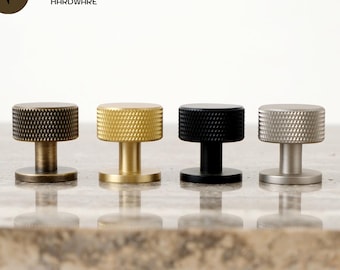Antique Brass Knurled Cabinet Knobs, Solid Brass Drawer Knobs, Kitchen Drawer Knobs, Modern Industrial Cabinet Hardware