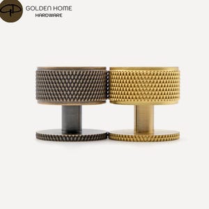 Knurled Brass Cabinet Knobs, Architectural Solid Brass Drawer Hardware, Modern Luxury Kitchen Cabinet Handles