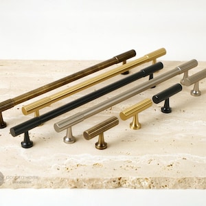 Solid Brass Nordic Cabinet Pulls: Brushed, Satin, Matte Black Hardware