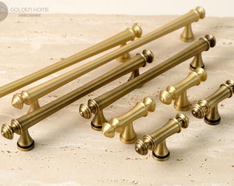 Antique Brass Kitchen Cabinet Pulls, Classical Vintage Brass Drawer Handles, Solid Brass Cabinet Hardware