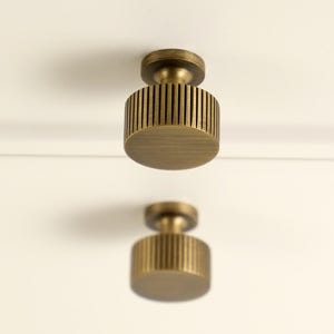 Linear Knurled Solid Brass Cabinet Knobs, Minimalist Textured Drawer Pulls, Antique Brass, Satin Brass, Nickel, Black Cabinet Hardware