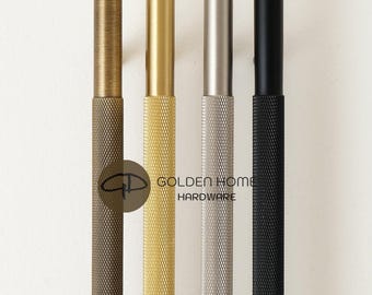 Solid Brass Knurled Cabinet Handles Modern Industrial Drawer Pulls Minimalist Furniture Hardware for Kitchen Wardrobe Bathroom Decor