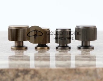 Industrial Kitchen Drawer Knobs, Linear Solid Brass Knobs, Rustic Gold Cabinet Knobs, Aged Brass Cabinet Knobs, Cabinet Hardware