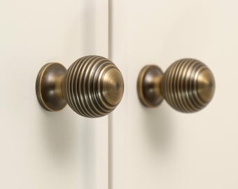 Beehive Brass Knobs for Cabinet, Antique Brass Dresser Knob, Satin Nickel Drawer Knobs, Matte Black Cupboard Knob, Unique Cabinet Knobs