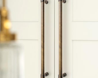 Antique Brass Cabinet Door Pulls Long Vintage Solid Brass Handles Classic Appliance Style Kitchen Wardrobe Cabinet Hardware