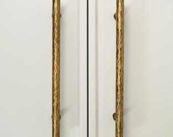 Hand-Hammered Antique Brass Cabinet Handles, Drawer Pulls, Old-World Style Hardware