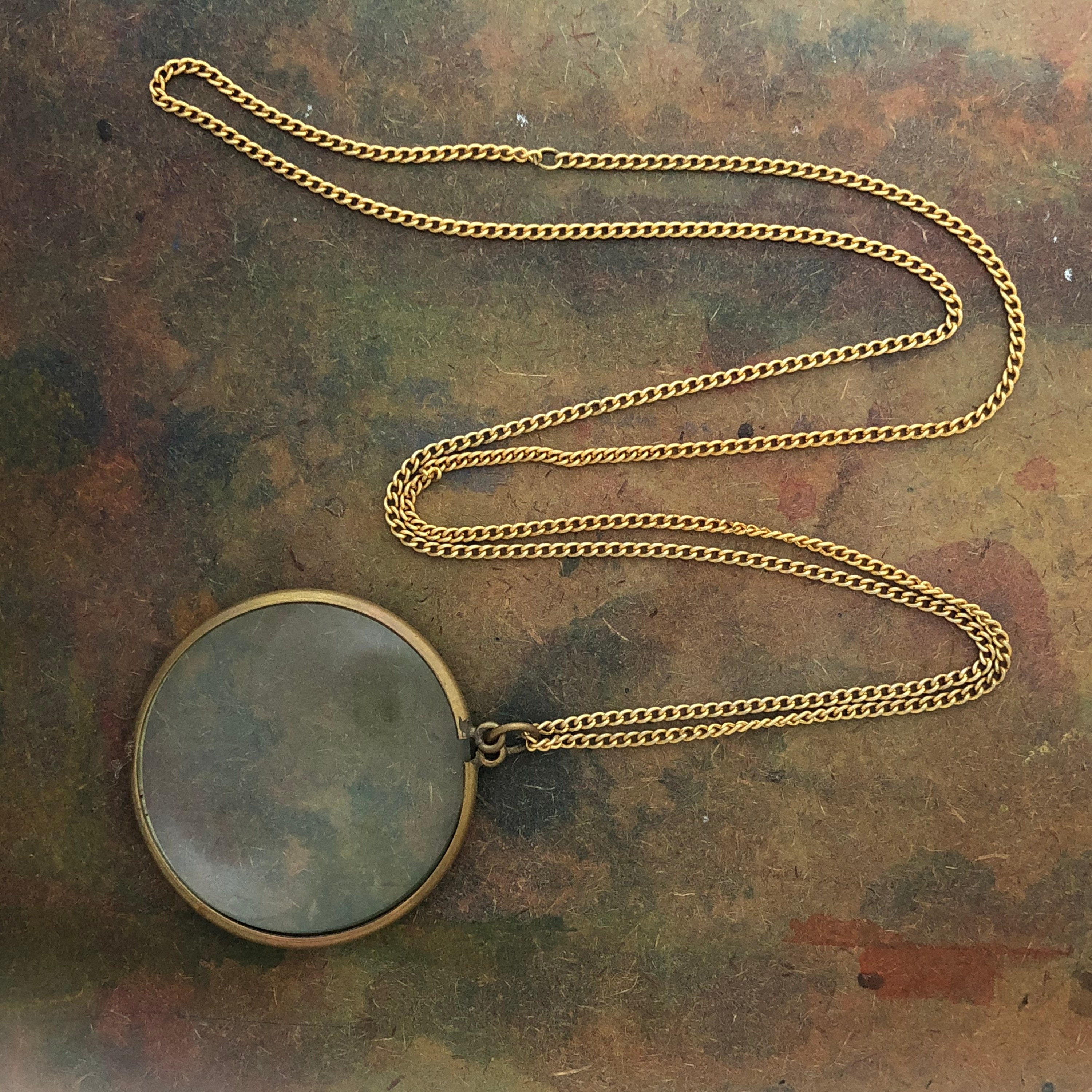 Vintage Magnifying Glass Necklace with Brass Chain Etsy