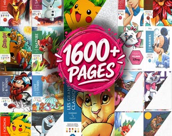 Disney Mystery Coloring Pages by Numbers 12-Pack 1600 Pages Disney Magic Coloring Pages, Digital Download for Adults and Kids, Stress Relief